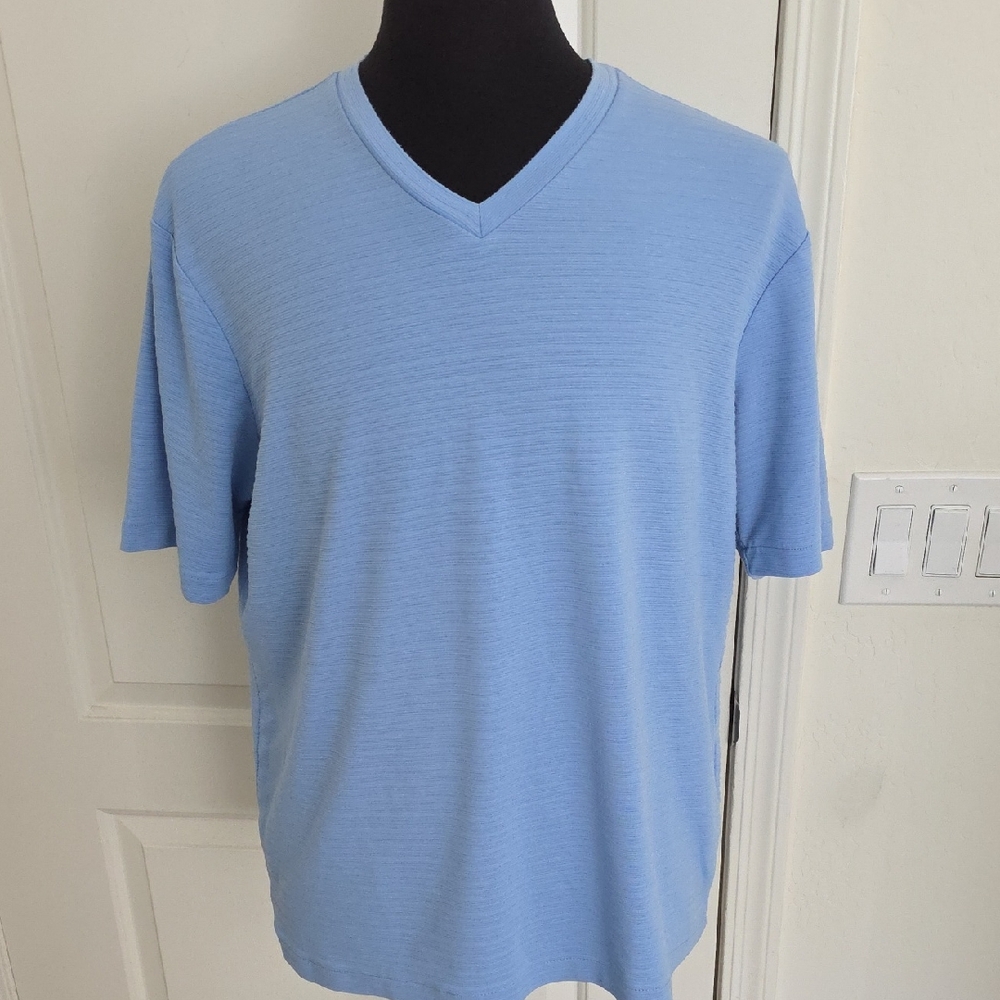 Perry Ellis Portfolio Light Blue V-Neck Tee